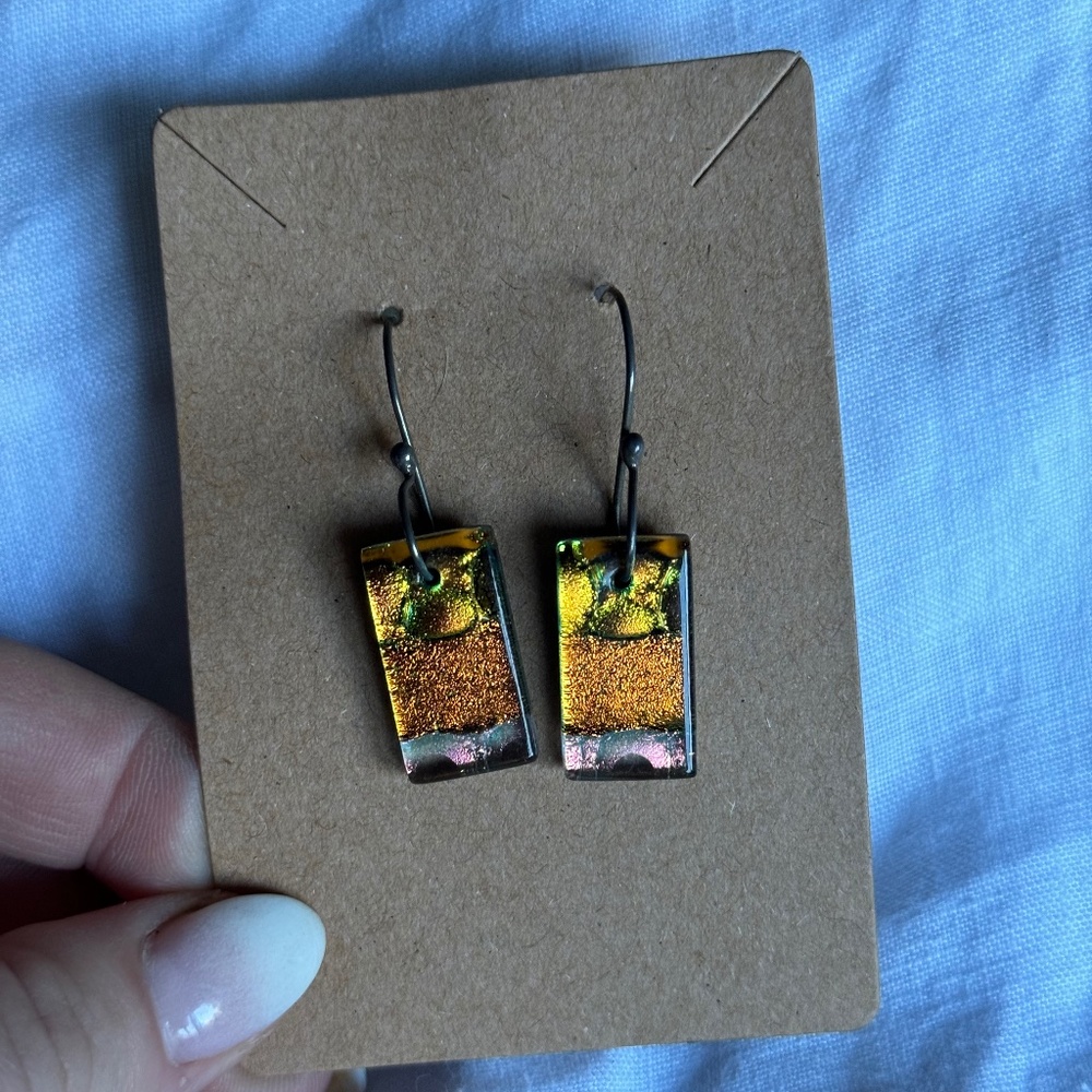 One of a kind artist earrings iridescent